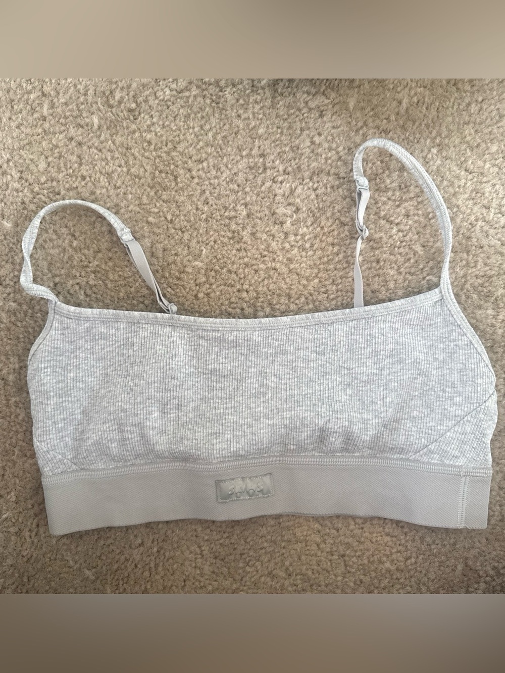 Skims Light Gray Ribbed Soft Bralette with Adjustable Straps